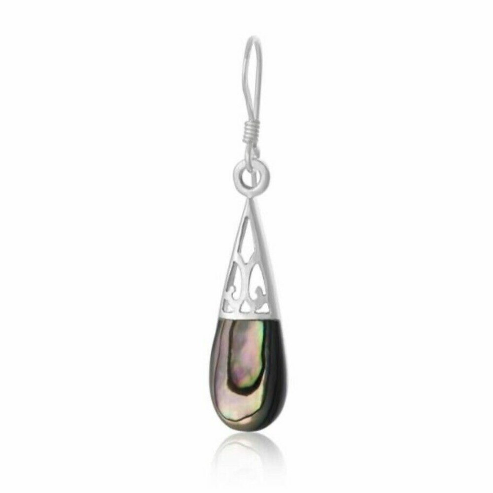 925 Sterling Silver Abalone Teardrop Earrings